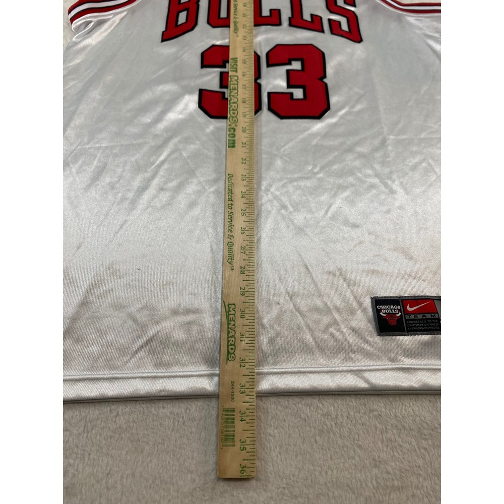 VTG Nike Chicago Bulls Scottie Pippen 33 Shimmer Jersey White Stitched 52 XL - Picture 2 of 12